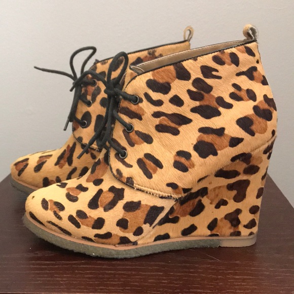 Shoemint Jolly cheetah ponyhair wedges - Picture 3 of 5